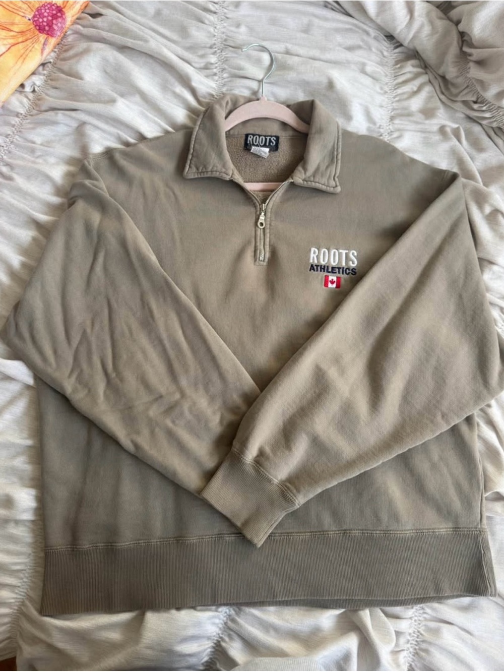 Roots Men's Zip-Up Sweatshirt in Khaki